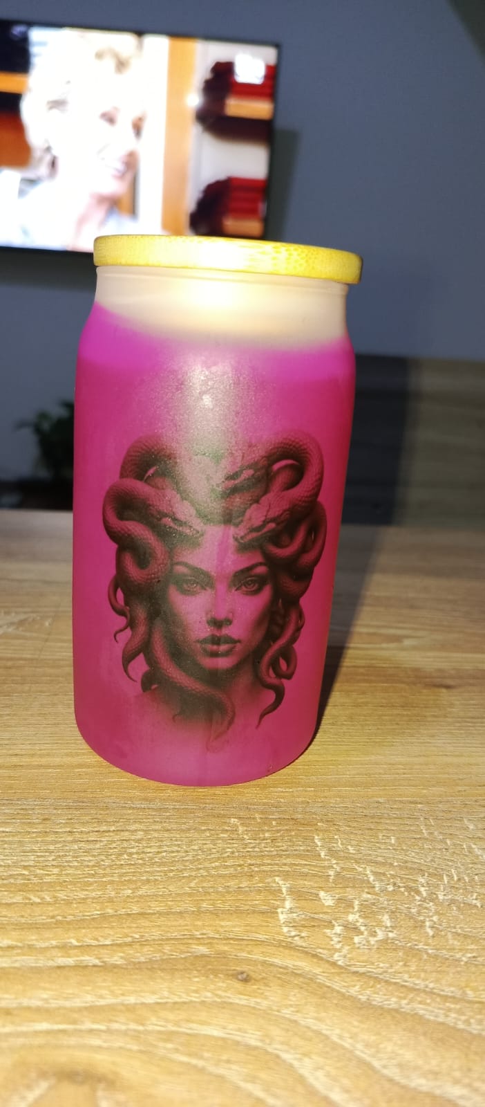 vaso opalizado tapa bambu + pitillo