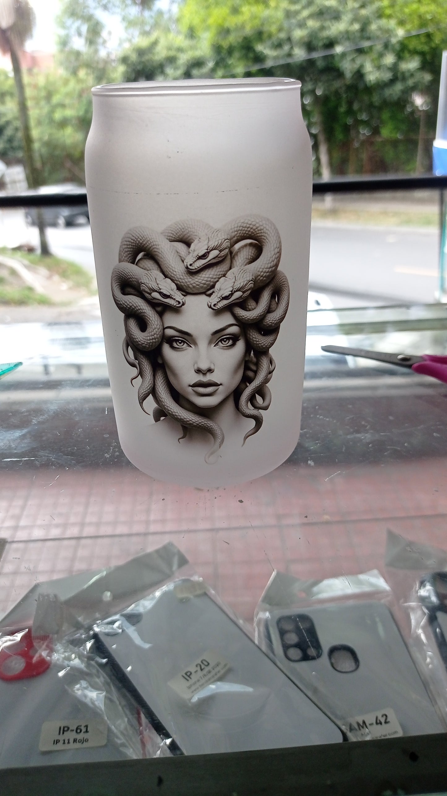 vaso opalizado tapa bambu + pitillo