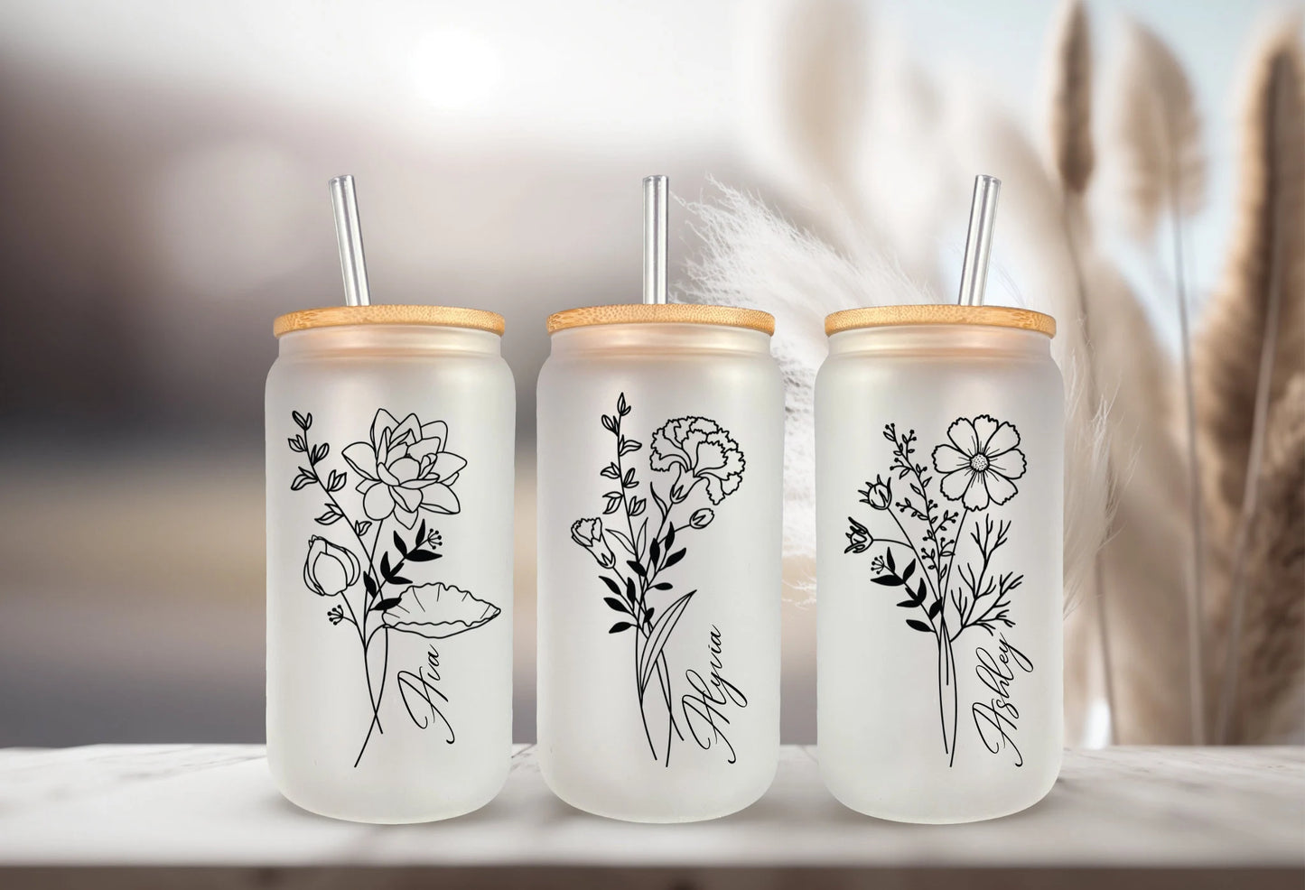 vaso opalizado tapa bambu + pitillo