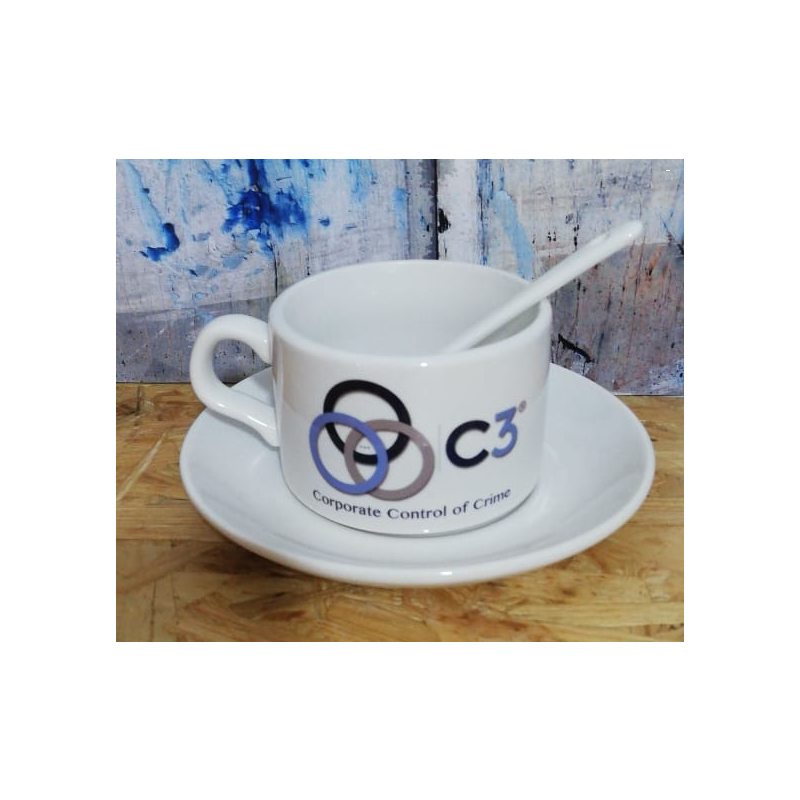 mug tintero con plato personalizado y cuchara