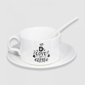 mug tintero con plato personalizado y cuchara